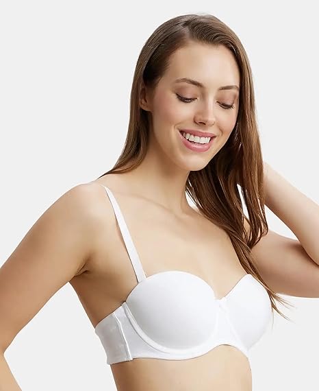 Jockey FE52 Strapless Underwired Cotton Bra – Padded Full Coverage Multiway Design